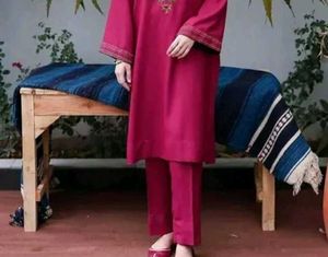 ✨ Royal Wine Embroidered Kurta Pant Set for Women