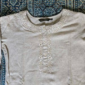 Embroidered Khadi Cotton Kurta