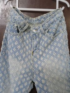 Textured Light Wash Denim Jeans
