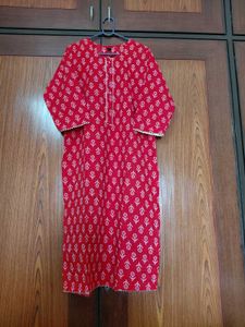 Red Printed Cotton Kurta