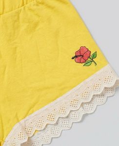 Yellow Lace Trim Sleep Shorts