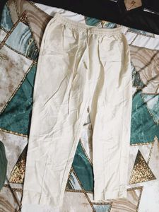 Cream Linen Blend Pants
