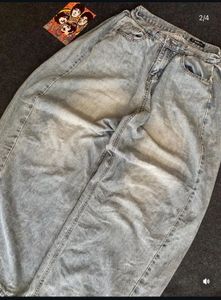 y2k fashion aesthetic Light Wash Wide Leg Jeans