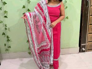 Vibrant Pink Kurta Set with Dupatta XXL 44