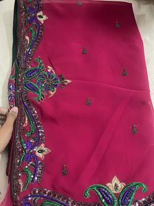 Embroidered Pink Saree with Sequins