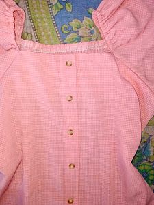 Pink Puff Sleeve Button-Down Top
