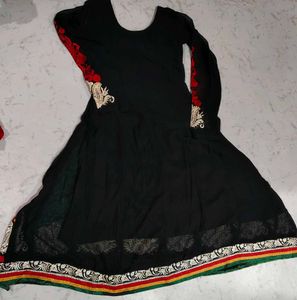 Black Embroidered Anarkali Suit