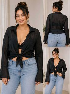 Chic Crinkle Tie-Front Blouse