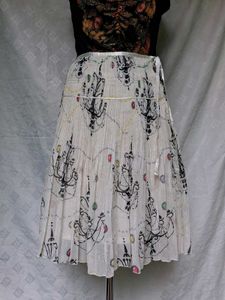 Chandelier Print Pleated Wrap Skirt