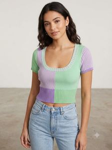 Color Block Knit Crop Top