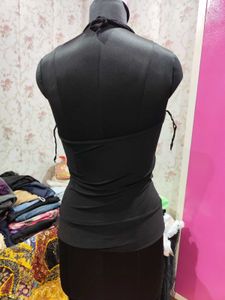 Black Y2K halter neck sparkle top