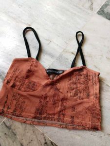 PrettyLittleThing Sheer Print Crop Top