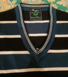 Striped V-Neck Knit Sweater
