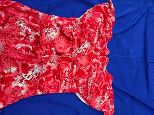 Vibrant Red Floral Print Blouse