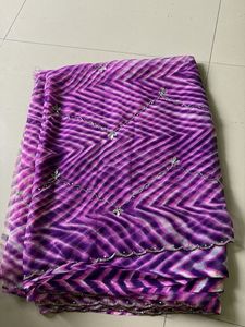 Purple Leheriya Saree with Silver Embellishments a