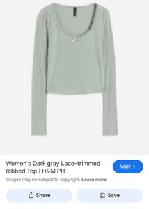 Mint Green Ribbed Crop Top with Lace Detail