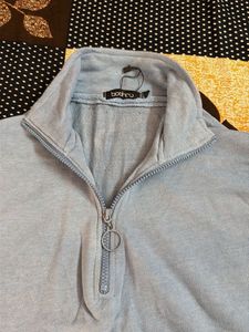 Light Blue Quarter Zip Sweatshirt