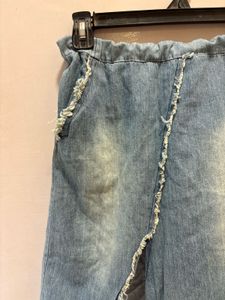 Distressed Denim Asymmetrical Skirt