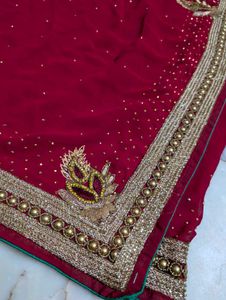 Red Embellished Saree only wear once