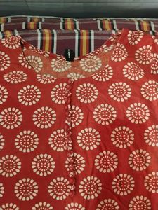 Red Floral Print Kurta