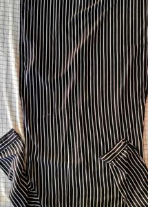 Chic Striped Button-Up Dress with Floral Accent