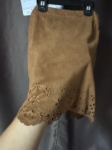 Forever 21Brown Suede Skirt Cut-out Hem26-28