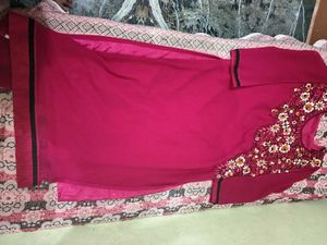 Beautifully Embroidered Magenta Kurta