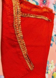 Elegant orange dupatta with Gold Border