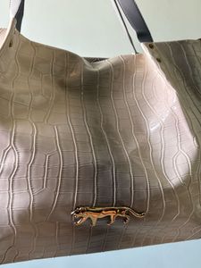 Sabyasachi Chic Cream Faux Croc Tote Bag