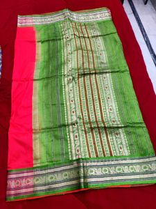 Zari Border Orange Silk Saree ✨