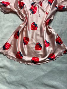 Strawberry Print Satin Nightdress