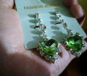 Green Heart Earrings