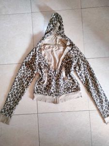 y2k Leopard Print Zip-Up Hoodie coverup