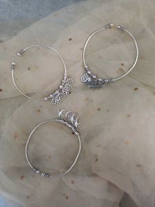 Combo of German silver Charm Anklet 3 pcs