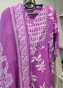 Purple Kurta with pant and duppata