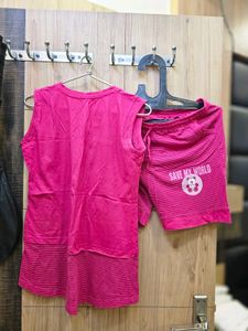 Pink Sleeveless Top &amp; Shorts Set
