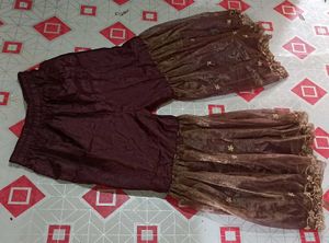 beautiful soft sharara suit with golden dupatta