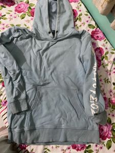 Light Blue Hoodie with Graphic Sleeve