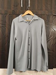 Men's Stylish Grey Textured Oversized Shirt