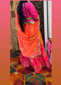 Vibrant Pink &amp; Orange Lehenga