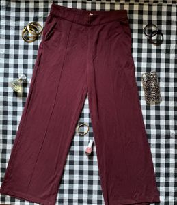 Maroon Wide Leg Pants