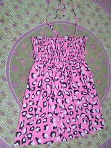 Cute Pink Leopard Print Smocked Dress