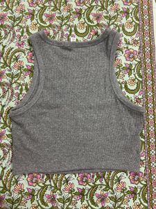 H&amp;M Grey Ribbed Crop Tank Top
