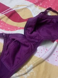 Purple Embroidered Bra