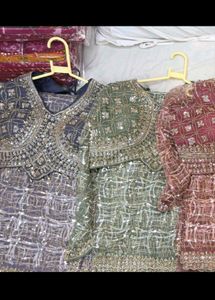 Embroidered Readymade Net Saree