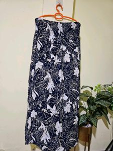 Navy Floral Print Off shoulder Maxi Dress