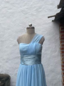 Light Blue One-Shoulder Maxi Dress