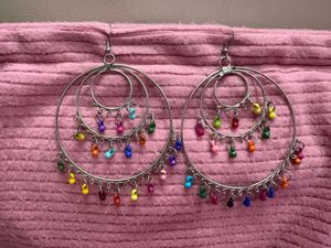 Colorful Beaded Hoop Earrings