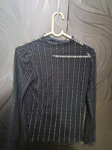 Sheer Mock Neck Long Sleeve Top