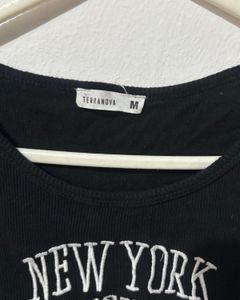Black Cropped New York 1989 Tank Top
